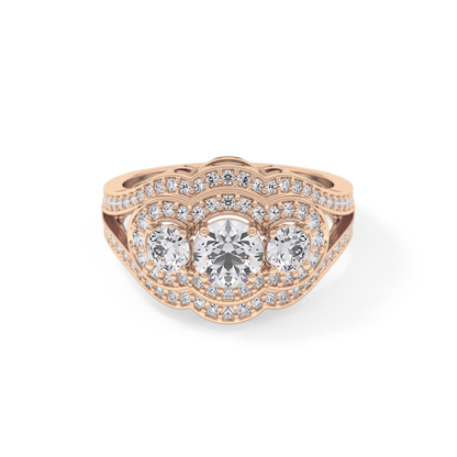 Round Cluster & Split Shank Pave Lab Grown Diamond Engagement Ring