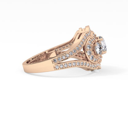 Round Cluster & Split Shank Pave Lab Grown Diamond Engagement Ring