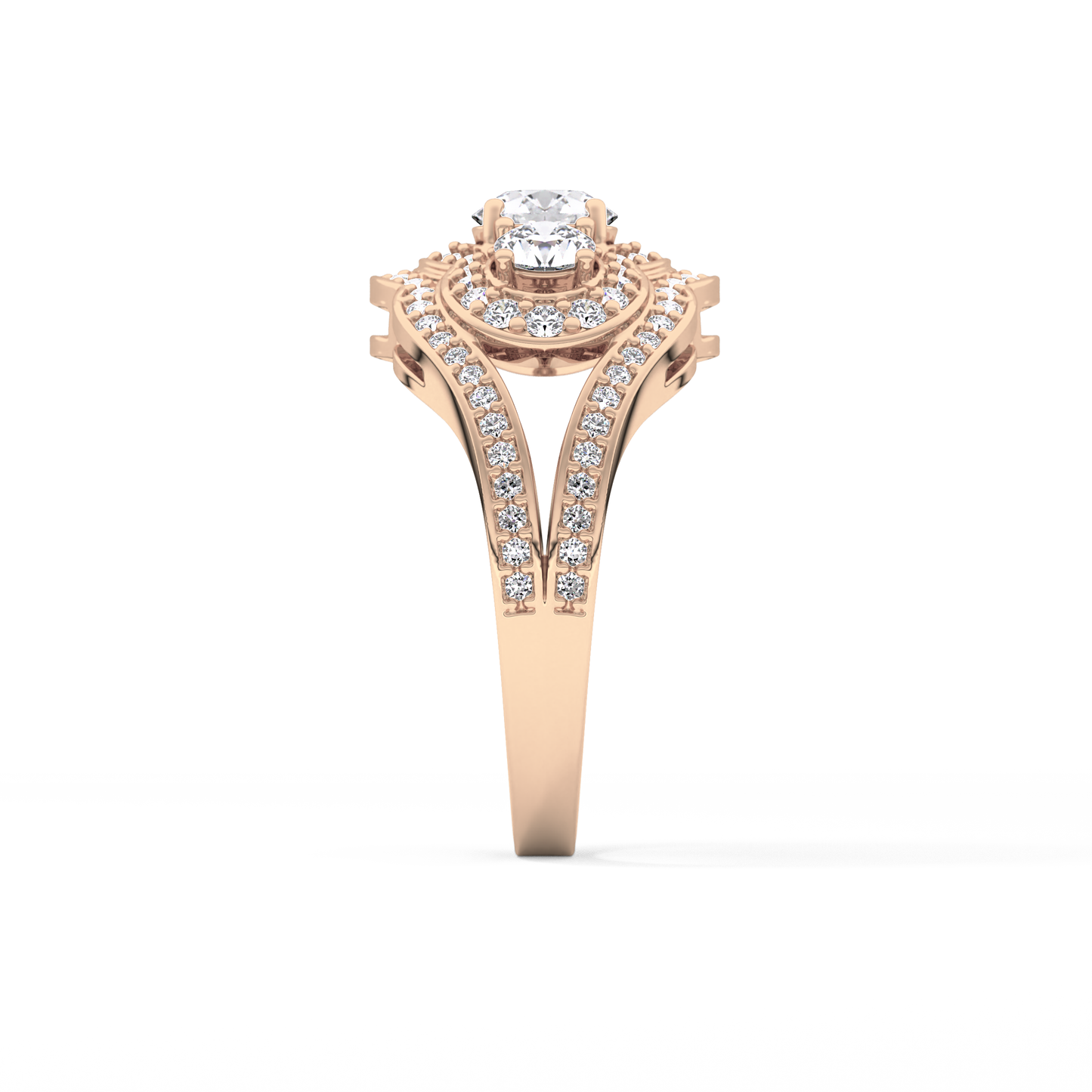 Round Cluster & Split Shank Pave Lab Grown Diamond Engagement Ring