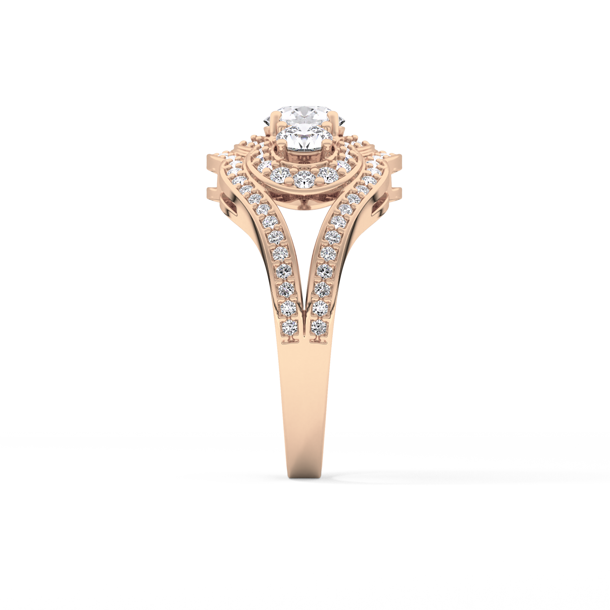 Round Cluster & Split Shank Pave Lab Grown Diamond Engagement Ring