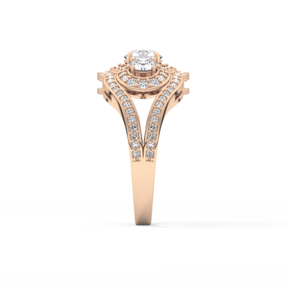 Round Cluster & Split Shank Pave Lab Grown Diamond Engagement Ring
