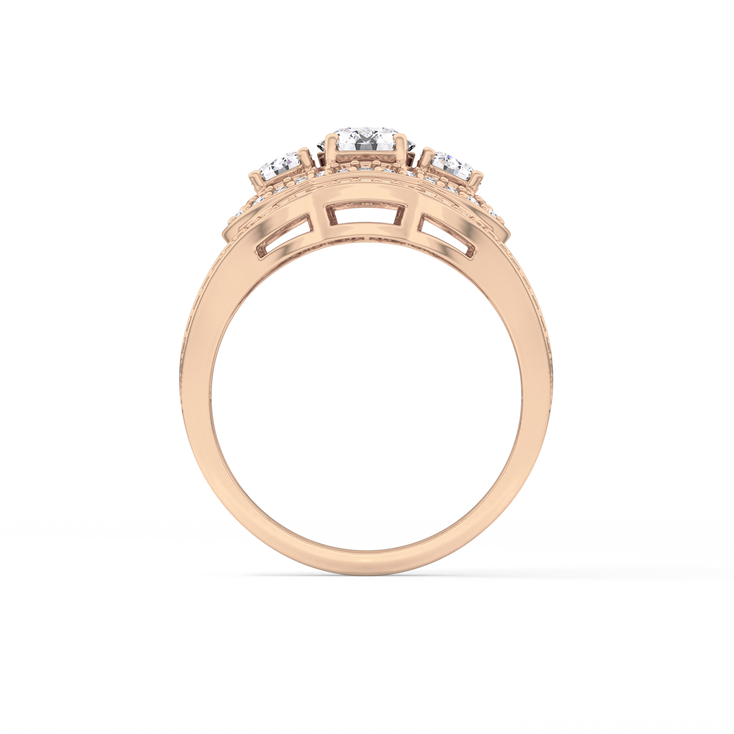Round Cluster & Split Shank Pave Lab Grown Diamond Engagement Ring