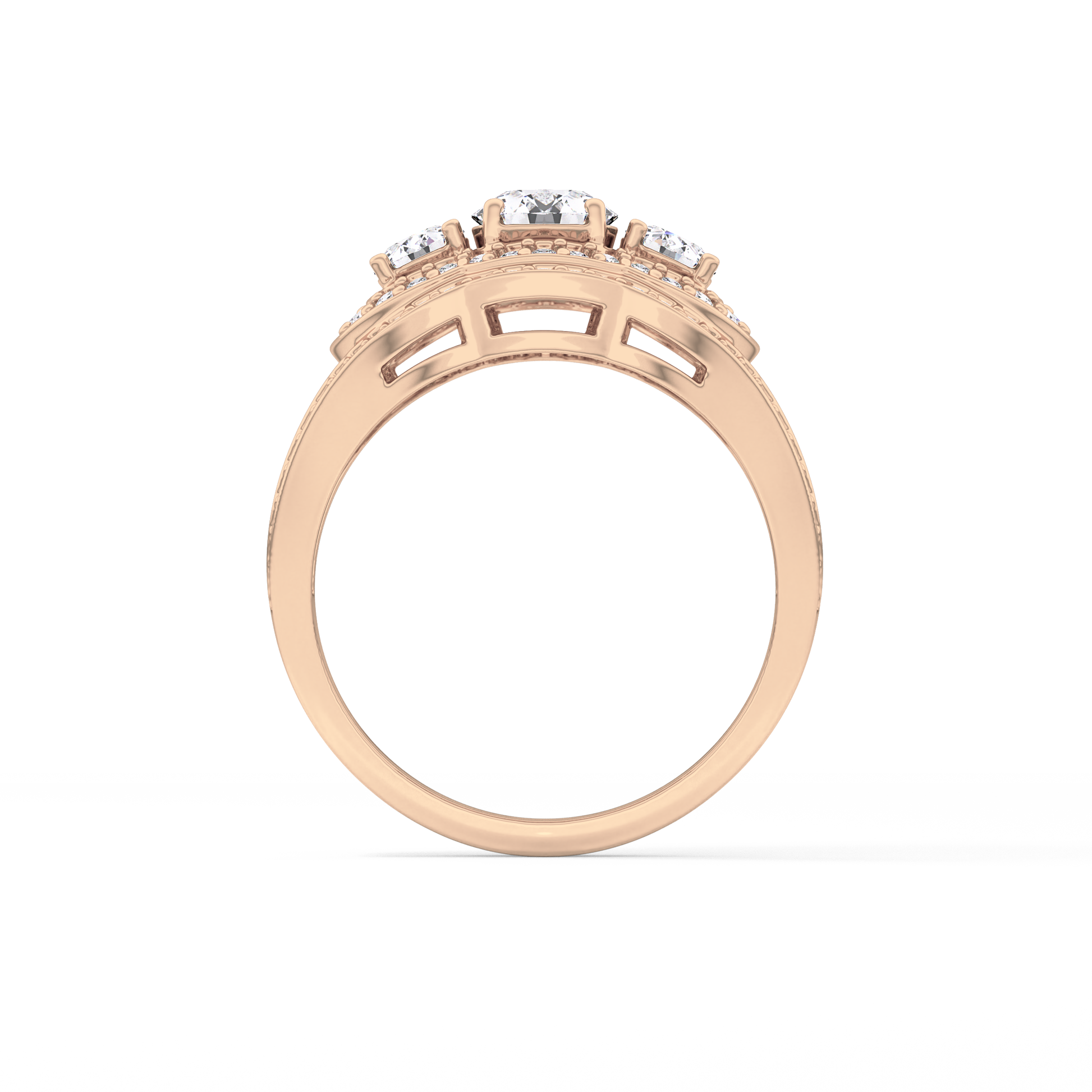 Round Cluster & Split Shank Pave Lab Grown Diamond Engagement Ring
