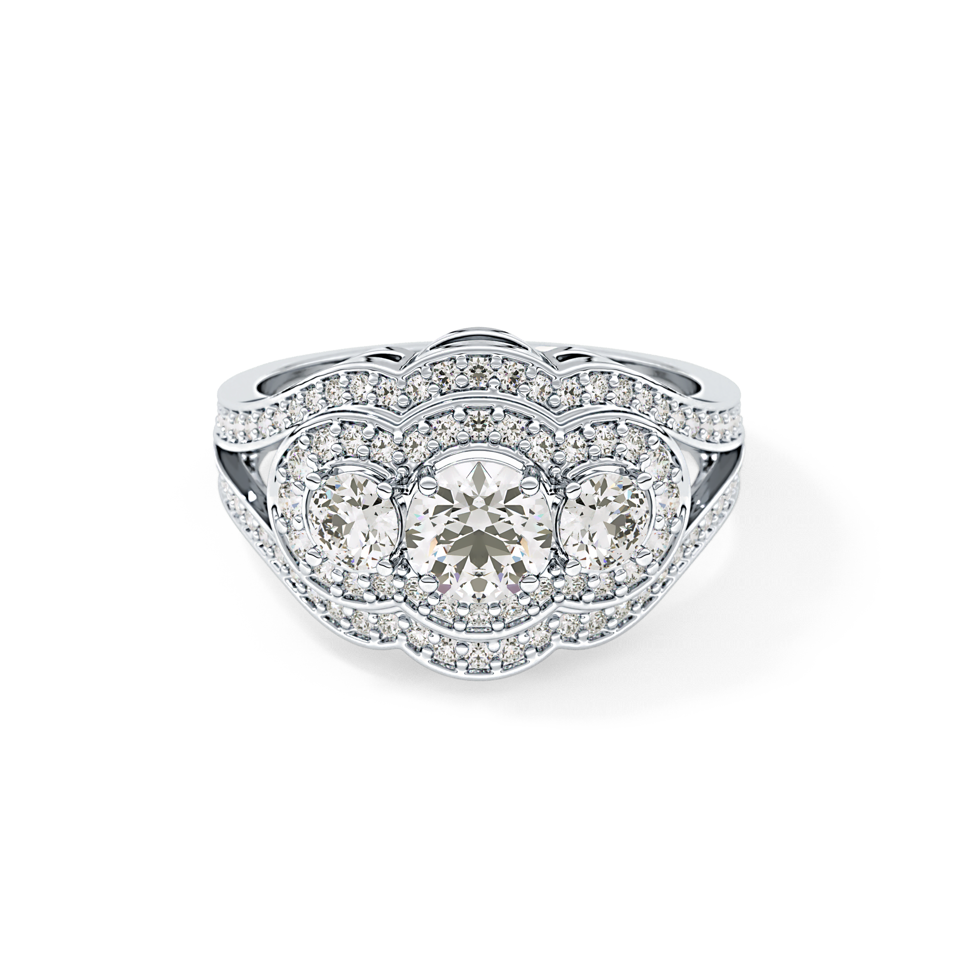 Round Cluster & Split Shank Pave Lab Grown Diamond Engagement Ring