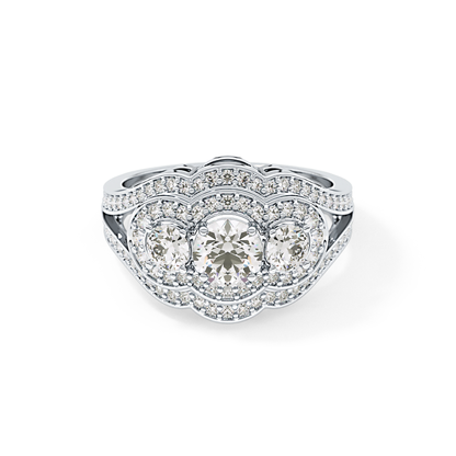 Round Cluster & Split Shank Pave Lab Grown Diamond Engagement Ring