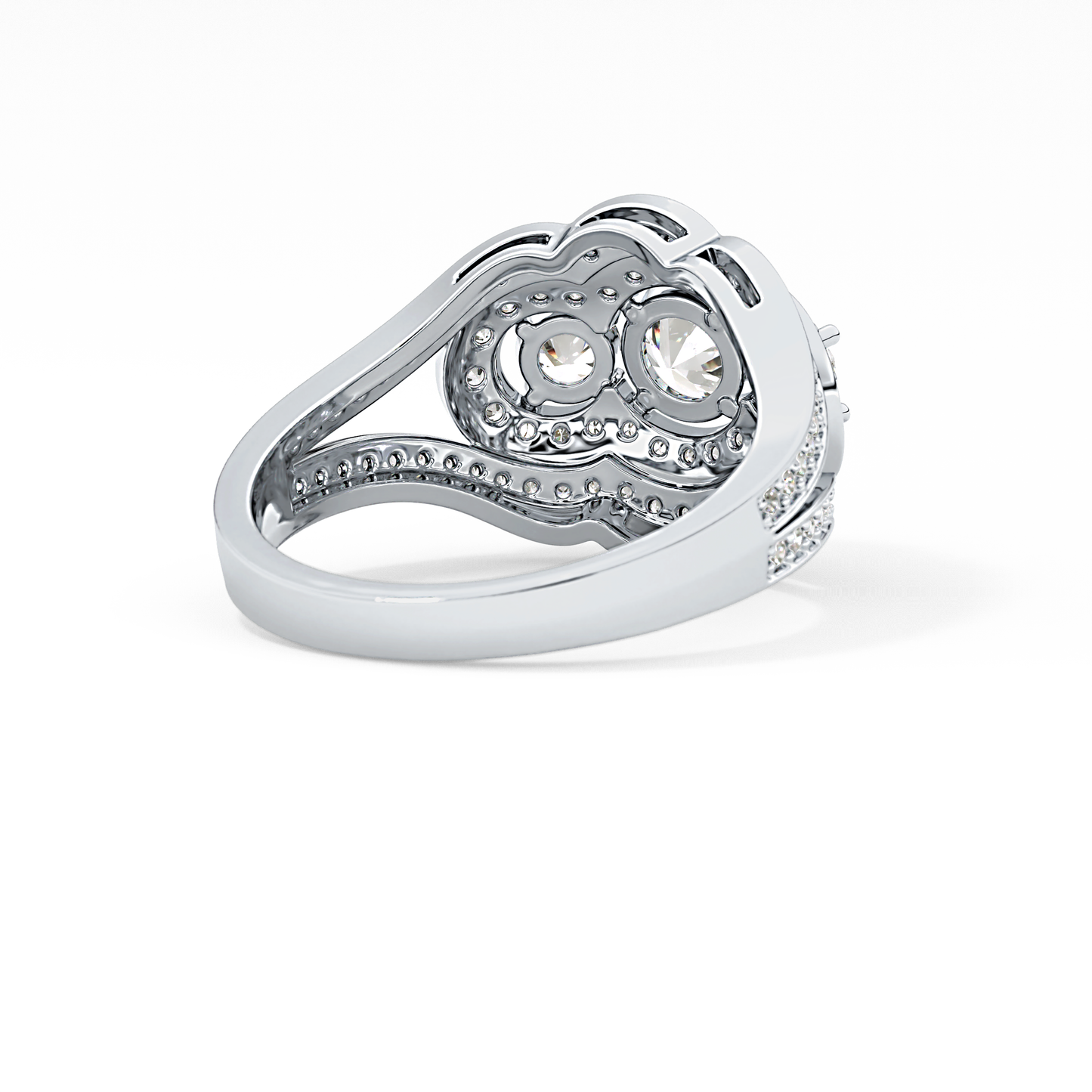 Round Cluster & Split Shank Pave Lab Grown Diamond Engagement Ring