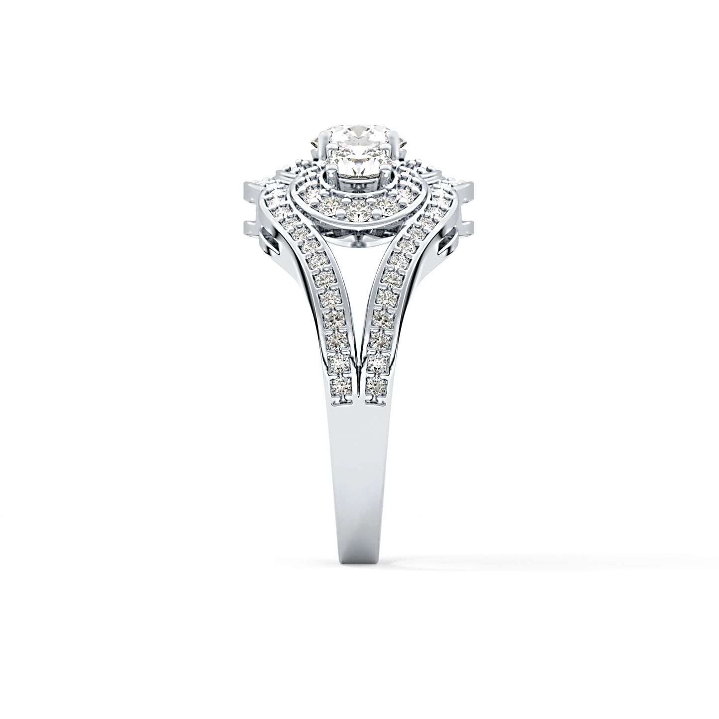 Round Cluster & Split Shank Pave Lab Grown Diamond Engagement Ring