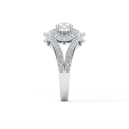 Round Cluster & Split Shank Pave Lab Grown Diamond Engagement Ring