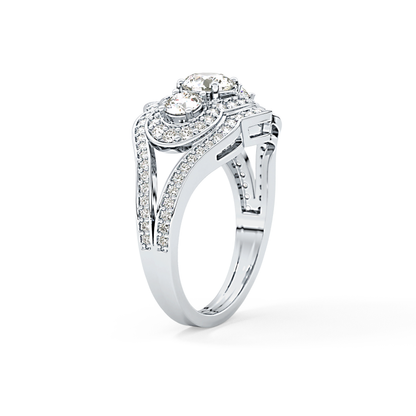 Round Cluster & Split Shank Pave Lab Grown Diamond Engagement Ring