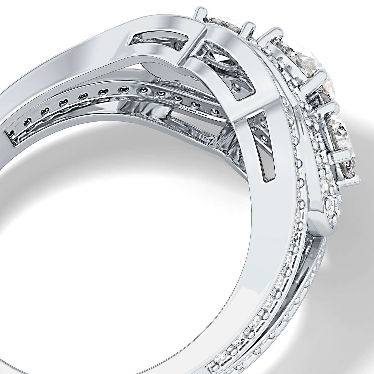 Round Cluster & Split Shank Pave Lab Grown Diamond Engagement Ring