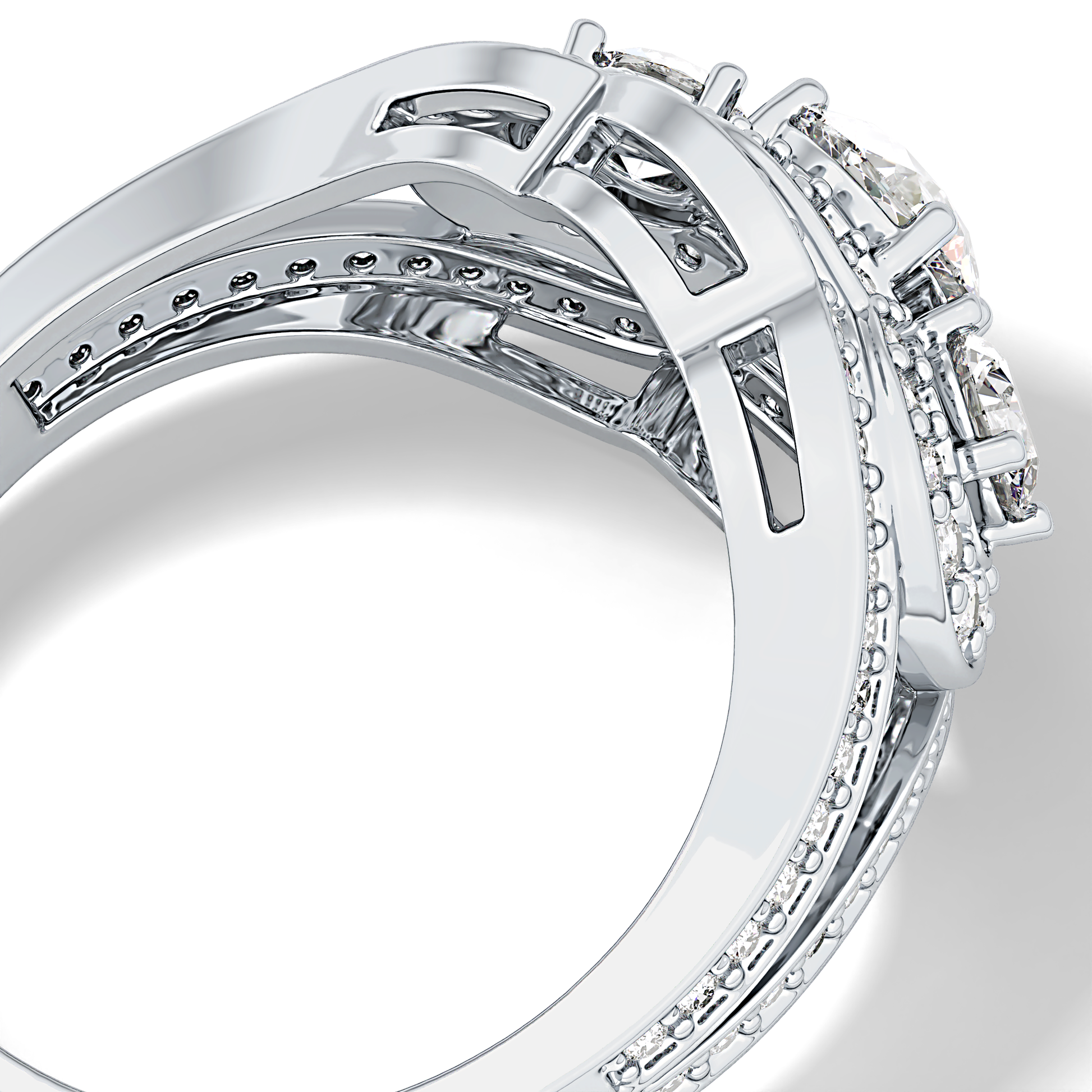 Round Cluster & Split Shank Pave Lab Grown Diamond Engagement Ring