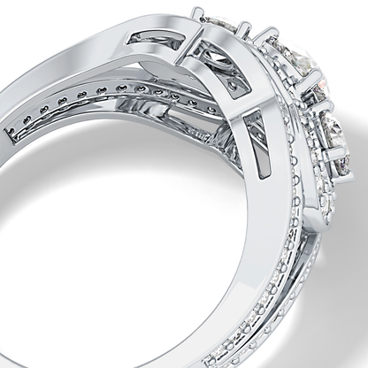 Round Cluster & Split Shank Pave Lab Grown Diamond Engagement Ring