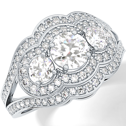 Round Cluster & Split Shank Pave Lab Grown Diamond Engagement Ring