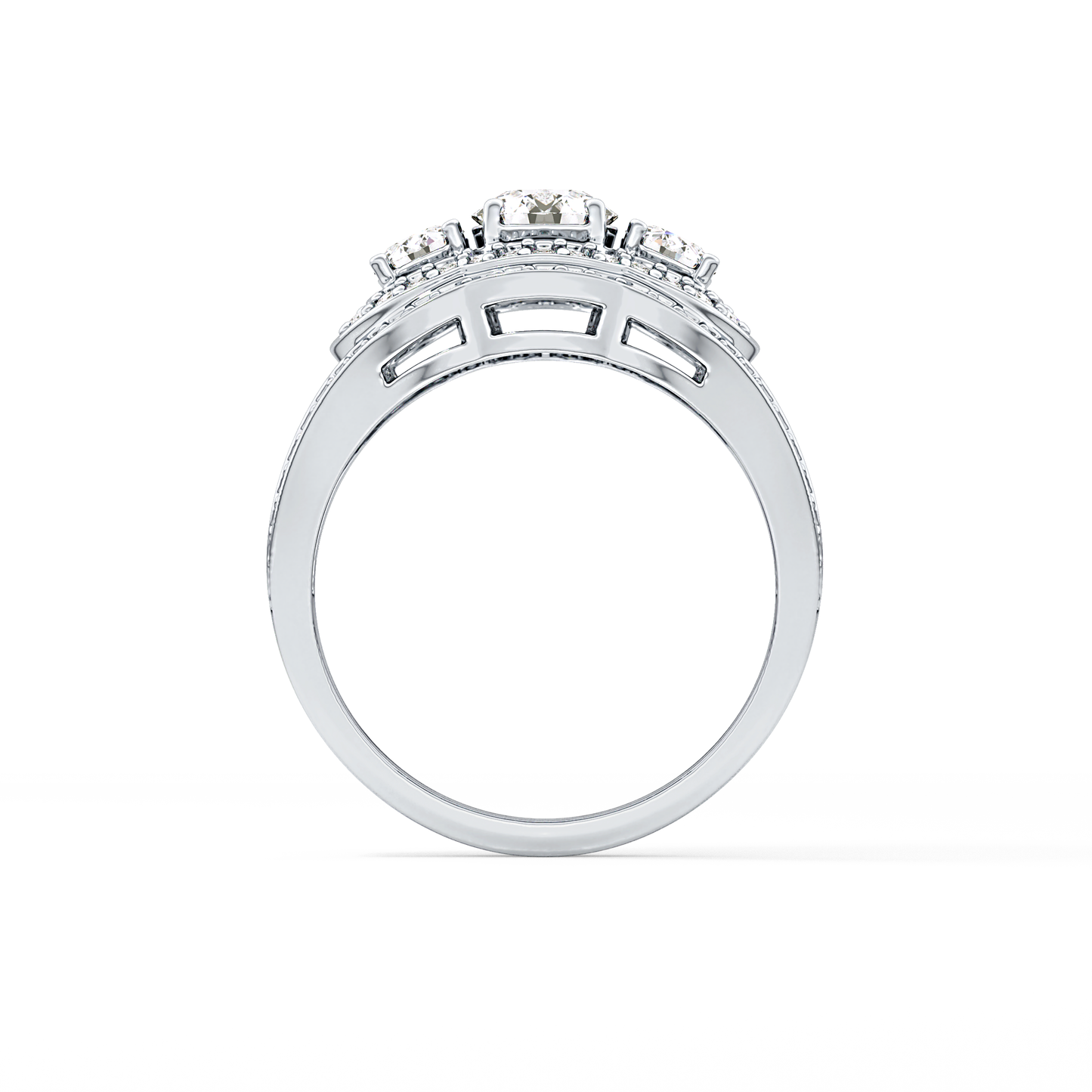 Round Cluster & Split Shank Pave Lab Grown Diamond Engagement Ring
