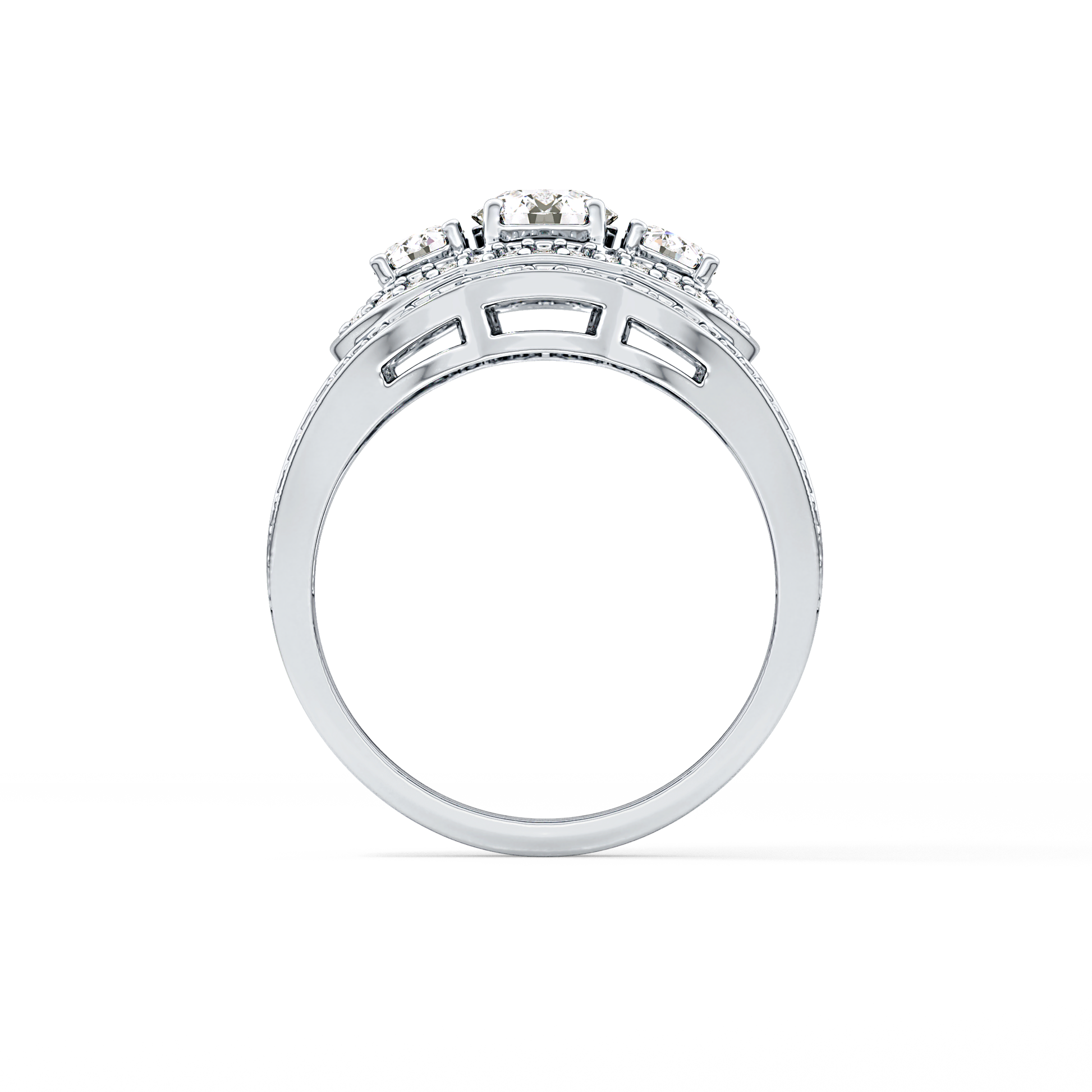 Round Cluster & Split Shank Pave Lab Grown Diamond Engagement Ring