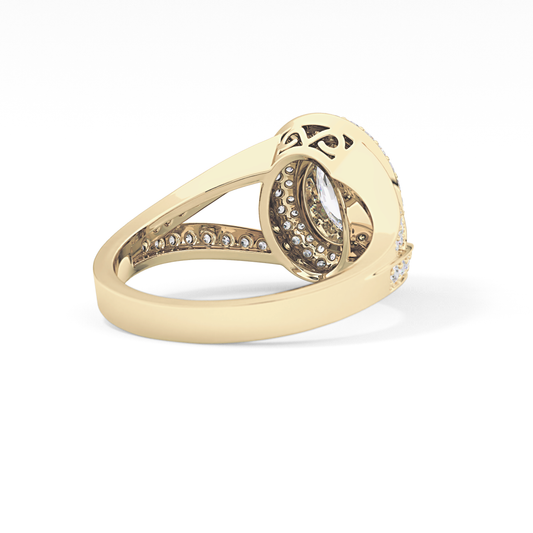 Oval Halo & Split Shank Pave Lab Grown Diamond Engagement Ring