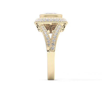 Oval Halo & Split Shank Pave Lab Grown Diamond Engagement Ring