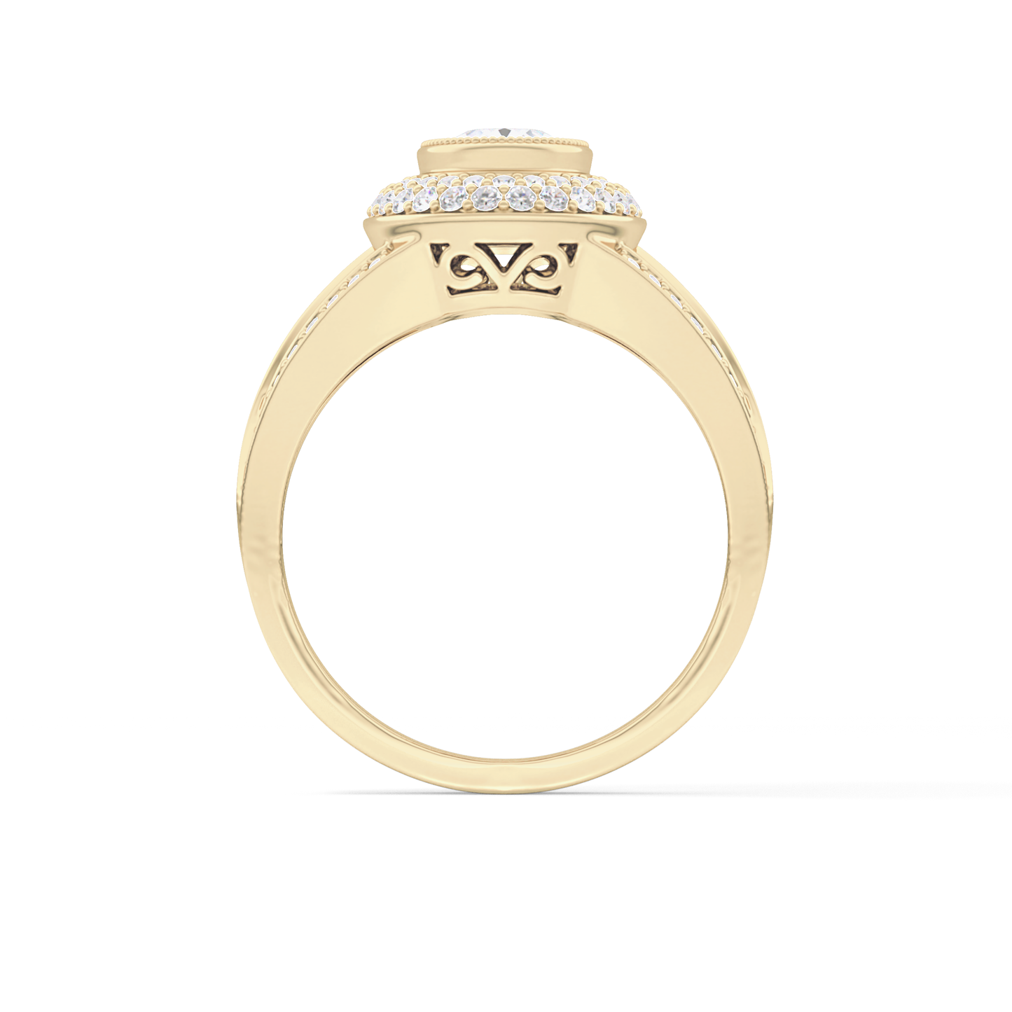 Oval Halo & Split Shank Pave Lab Grown Diamond Engagement Ring