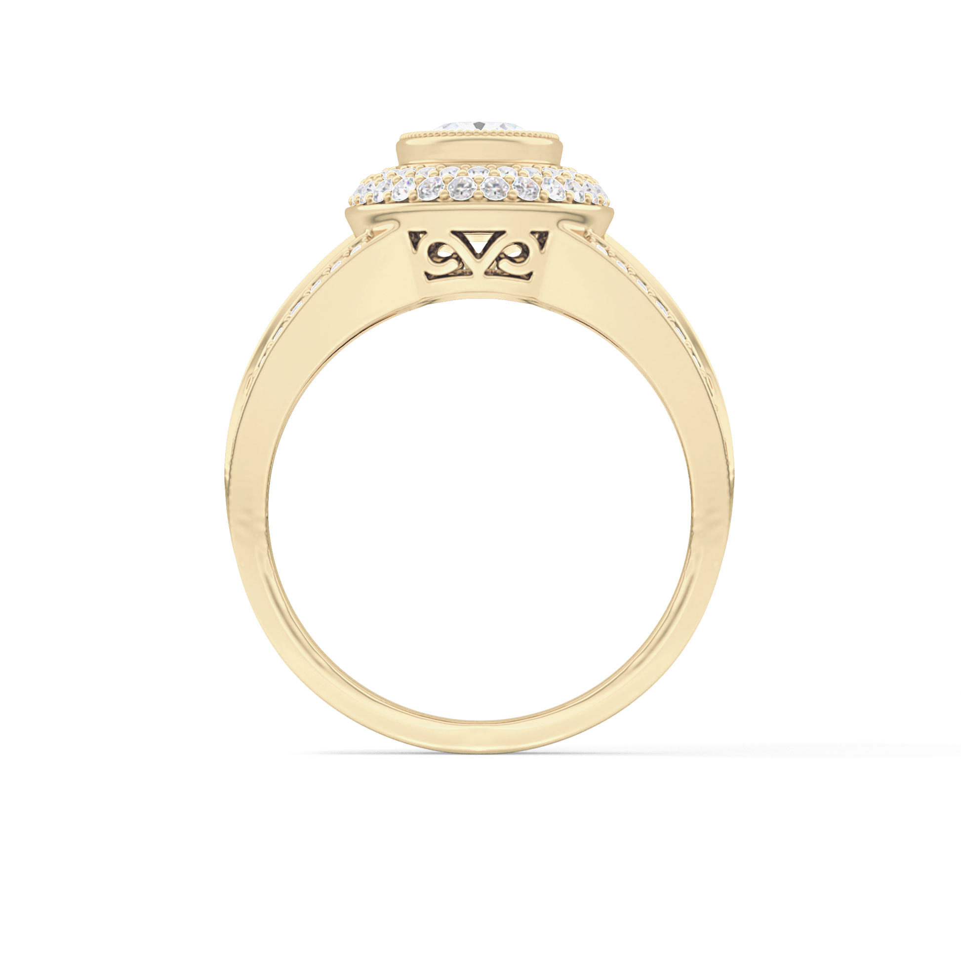 Oval Halo & Split Shank Pave Lab Grown Diamond Engagement Ring