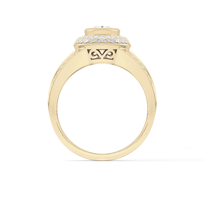 Oval Halo & Split Shank Pave Lab Grown Diamond Engagement Ring
