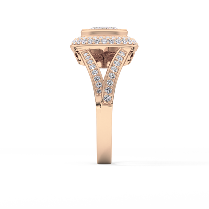 Oval Halo & Split Shank Pave Lab Grown Diamond Engagement Ring