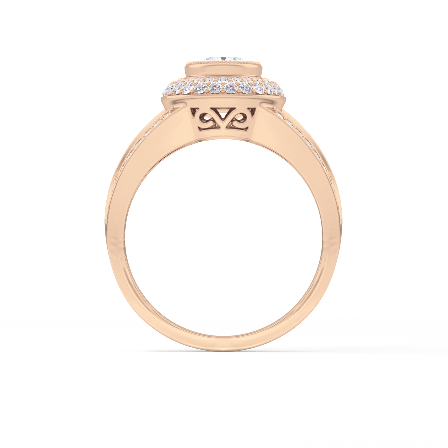 Oval Halo & Split Shank Pave Lab Grown Diamond Engagement Ring