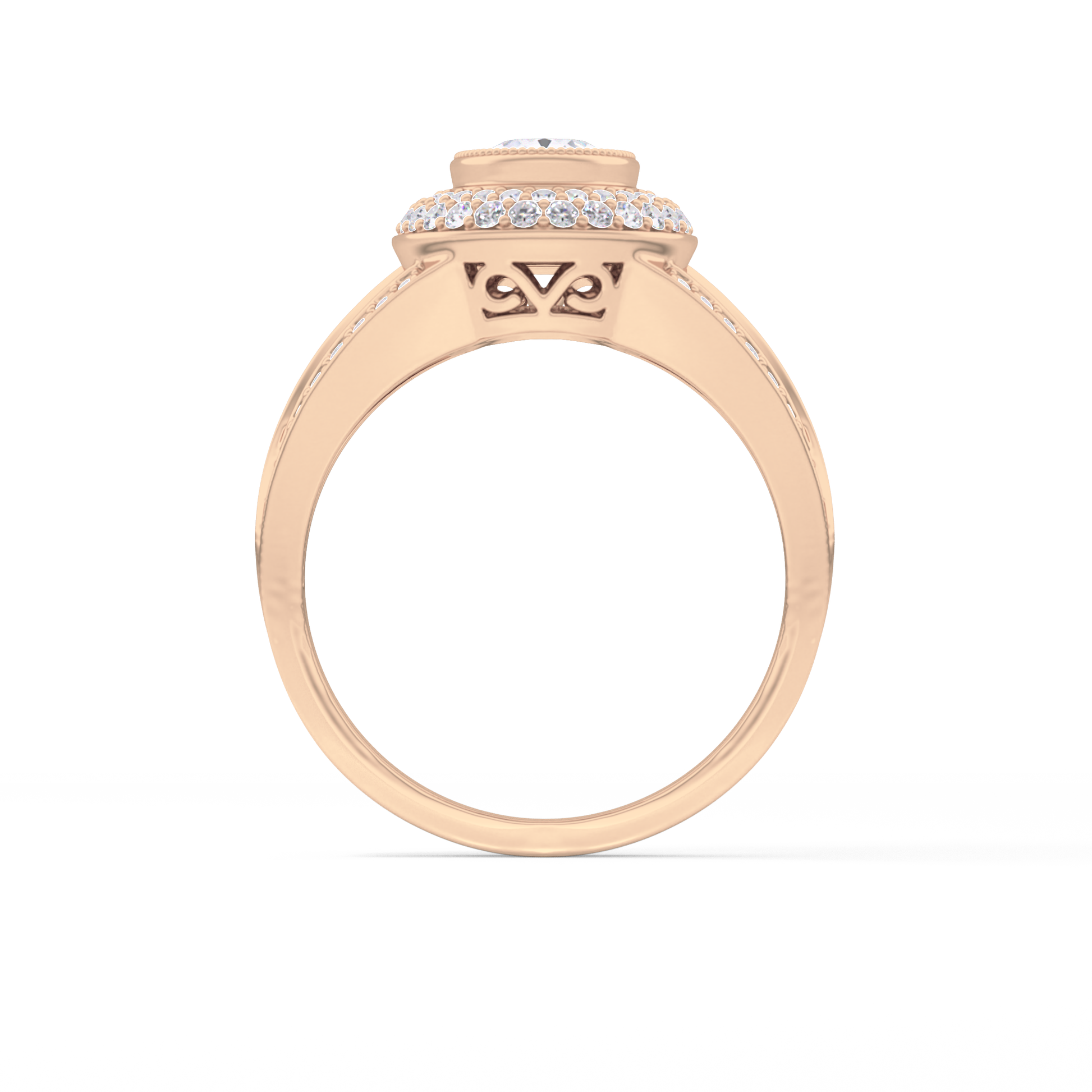 Oval Halo & Split Shank Pave Lab Grown Diamond Engagement Ring