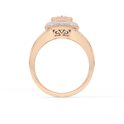 Oval Halo & Split Shank Pave Lab Grown Diamond Engagement Ring