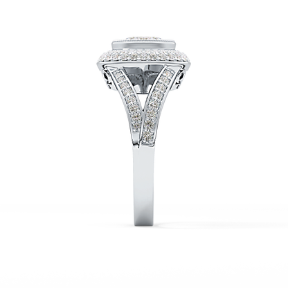 Oval Halo & Split Shank Pave Lab Grown Diamond Engagement Ring