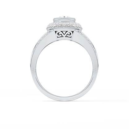 Oval Halo & Split Shank Pave Lab Grown Diamond Engagement Ring