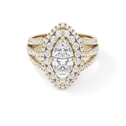 Marquise Double Halo & Split Shank Pave Lab Grown Diamond Engagement Ring