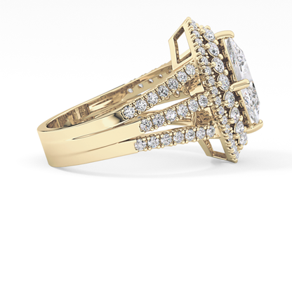 Marquise Double Halo & Split Shank Pave Lab Grown Diamond Engagement Ring