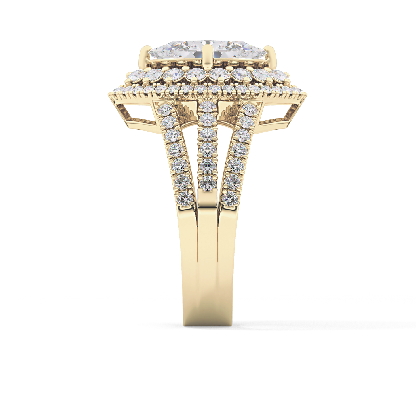 Marquise Double Halo & Split Shank Pave Lab Grown Diamond Engagement Ring
