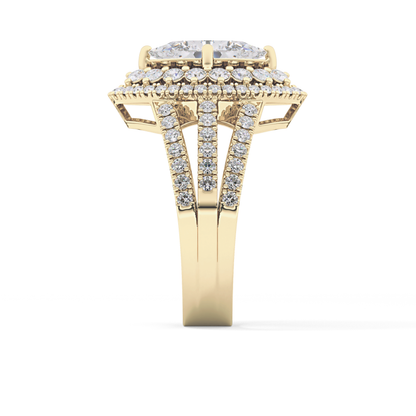 Marquise Double Halo & Split Shank Pave Lab Grown Diamond Engagement Ring