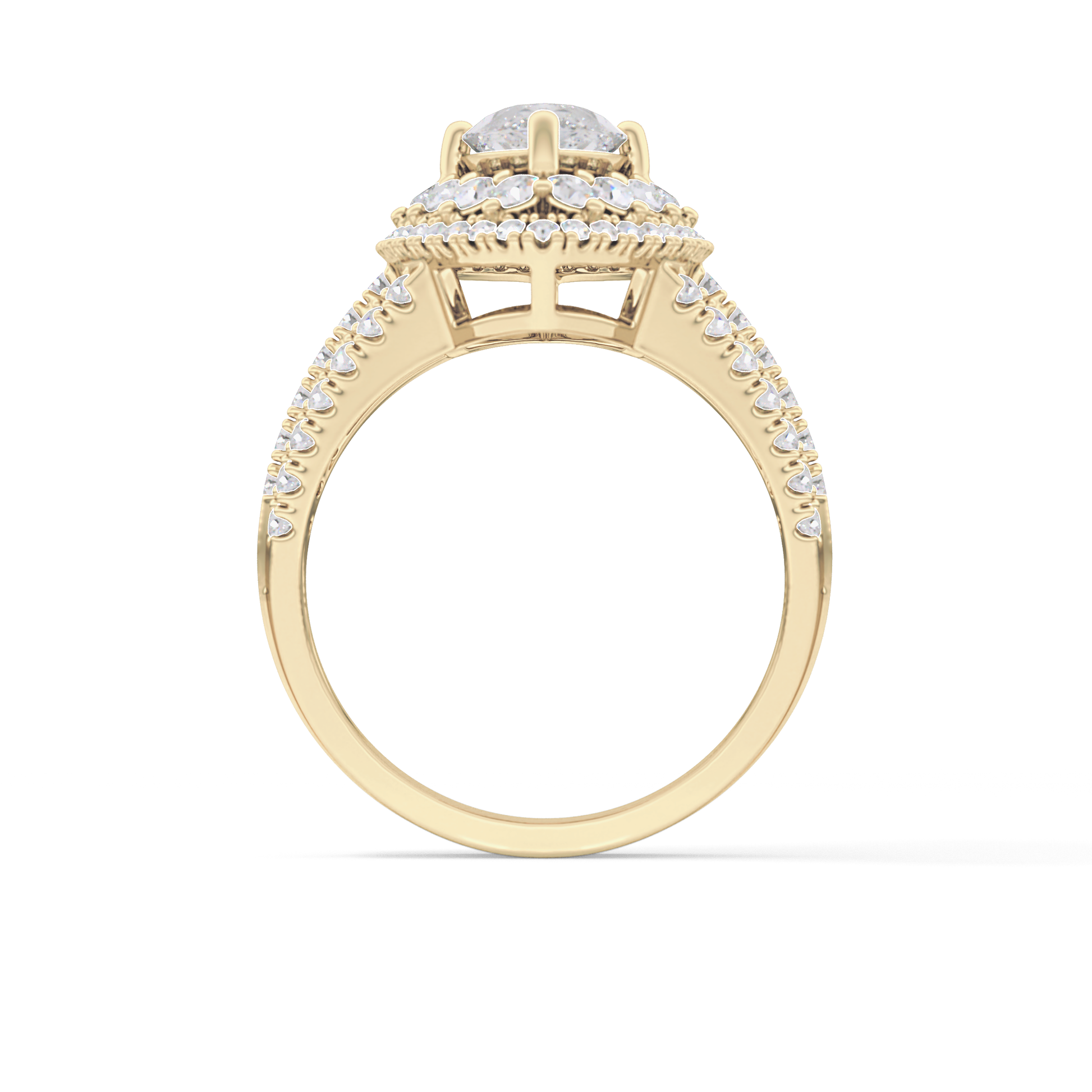 Marquise Double Halo & Split Shank Pave Lab Grown Diamond Engagement Ring