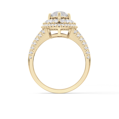 Marquise Double Halo & Split Shank Pave Lab Grown Diamond Engagement Ring