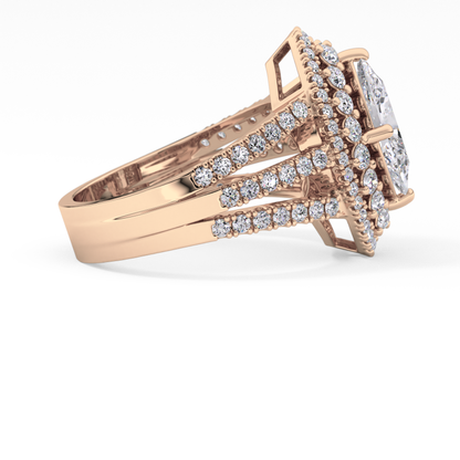 Marquise Double Halo & Split Shank Pave Lab Grown Diamond Engagement Ring