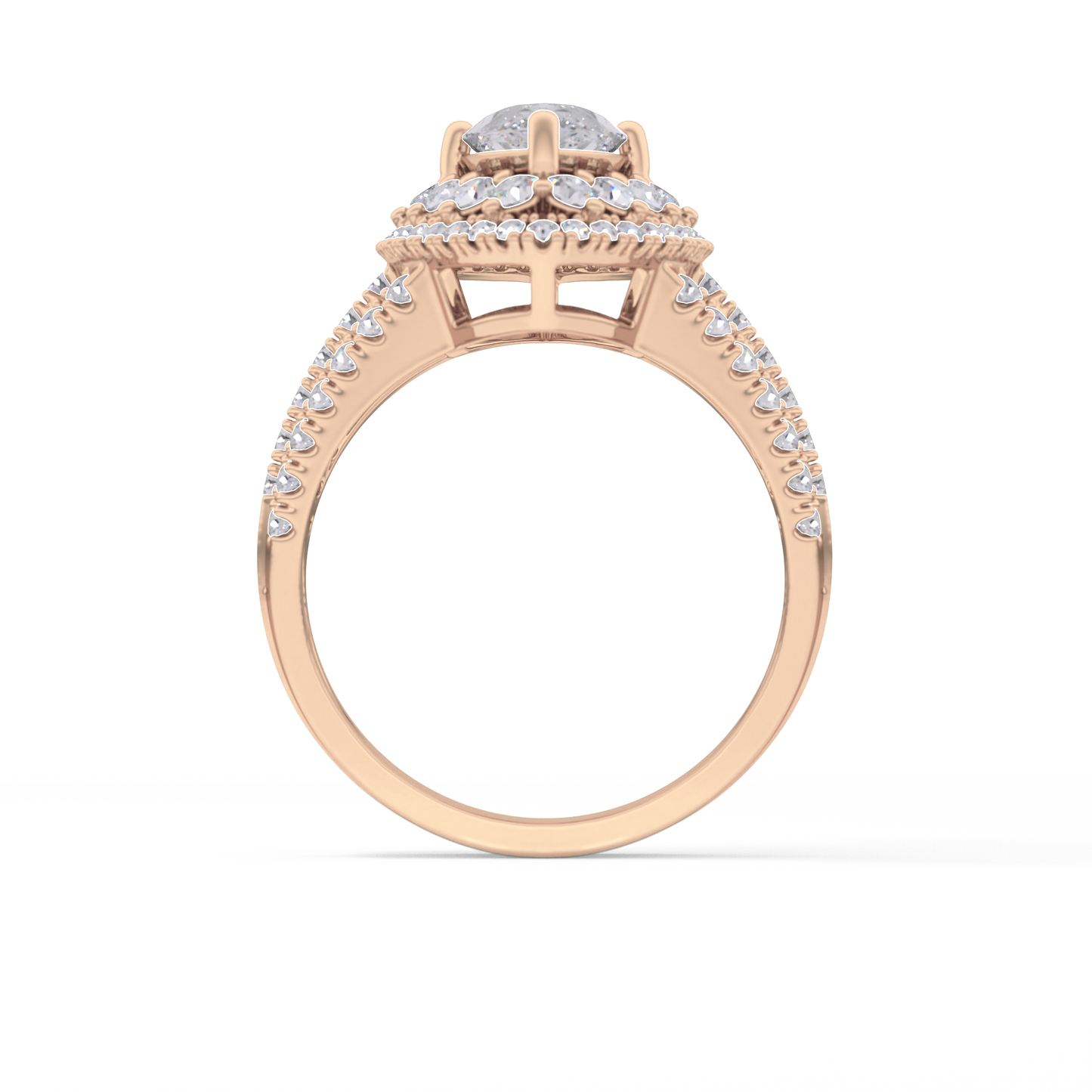 Marquise Double Halo & Split Shank Pave Lab Grown Diamond Engagement Ring