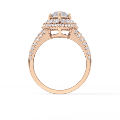 Marquise Double Halo & Split Shank Pave Lab Grown Diamond Engagement Ring