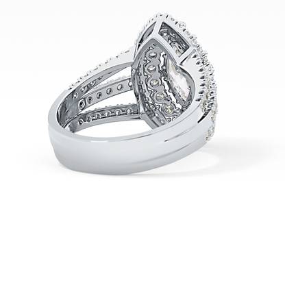Marquise Double Halo & Split Shank Pave Lab Grown Diamond Engagement Ring