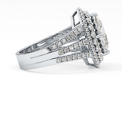Marquise Double Halo & Split Shank Pave Lab Grown Diamond Engagement Ring