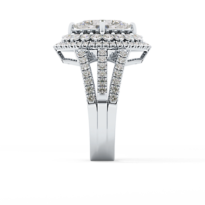 Marquise Double Halo & Split Shank Pave Lab Grown Diamond Engagement Ring