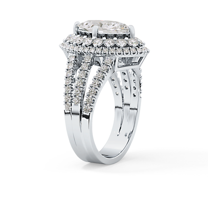 Marquise Double Halo & Split Shank Pave Lab Grown Diamond Engagement Ring