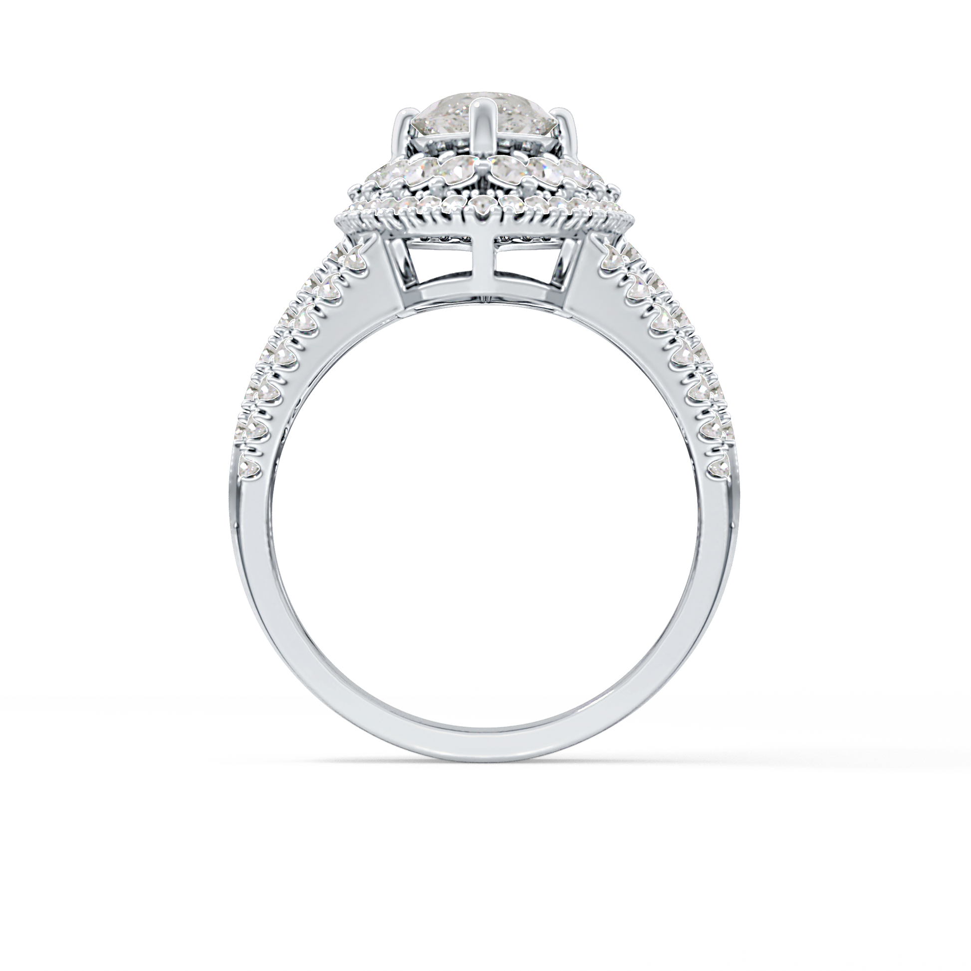 Marquise Double Halo & Split Shank Pave Lab Grown Diamond Engagement Ring
