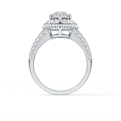 Marquise Double Halo & Split Shank Pave Lab Grown Diamond Engagement Ring