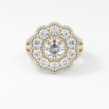Round Halo & Split Shank Pave Lab Grown Diamond Engagement Ring
