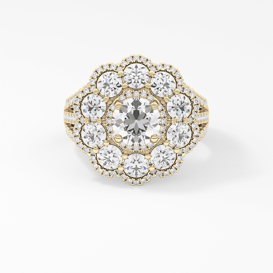 Round Halo & Split Shank Pave Lab Grown Diamond Engagement Ring