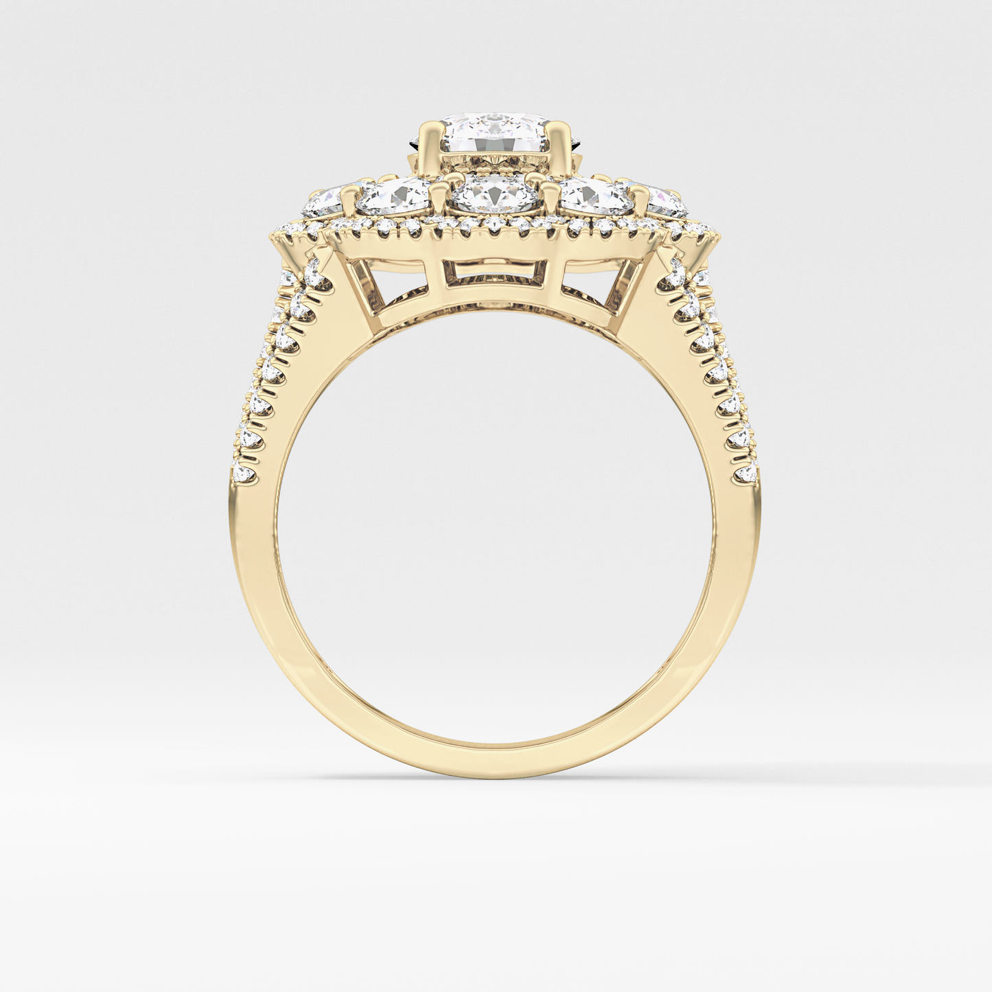 Round Halo & Split Shank Pave Lab Grown Diamond Engagement Ring