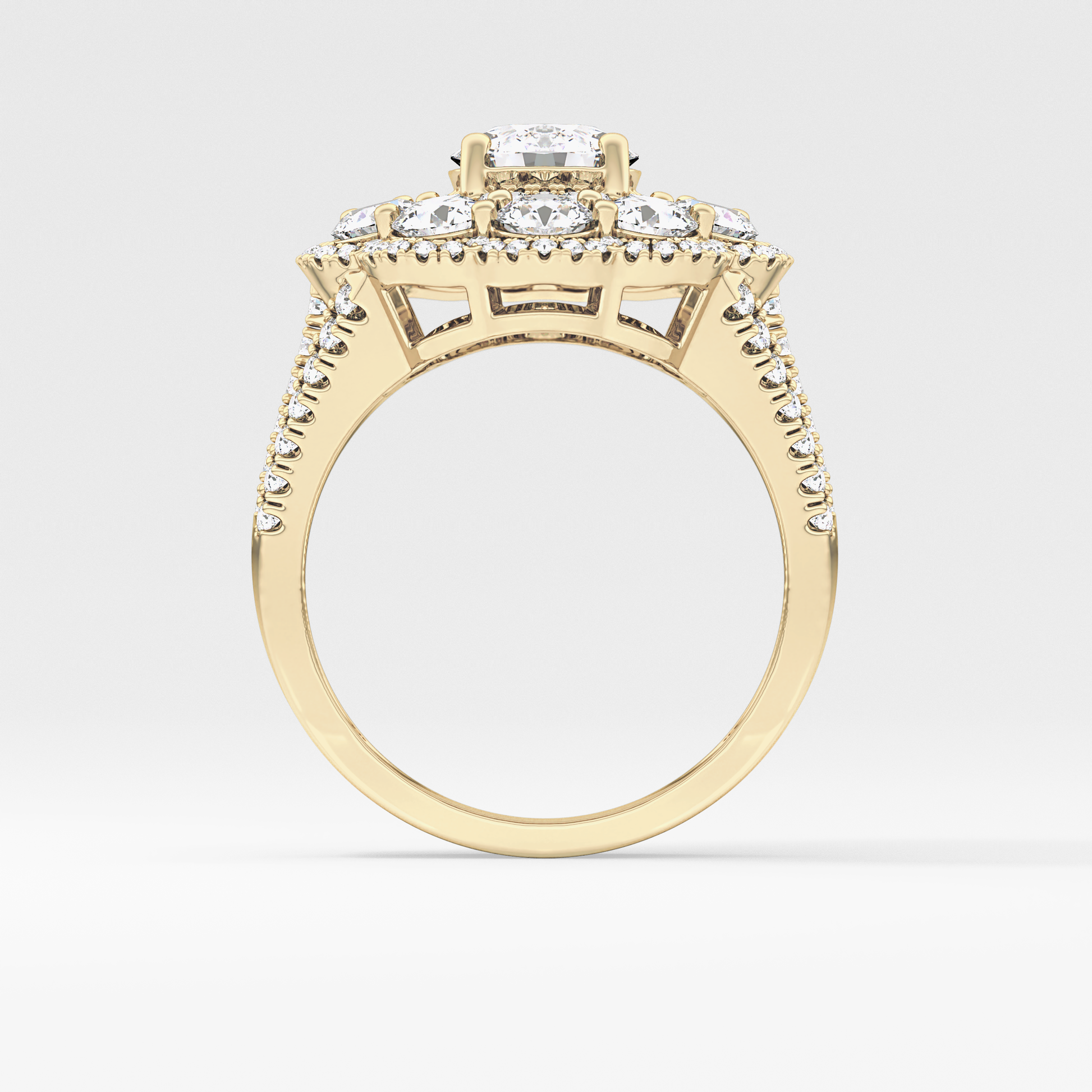 Round Halo & Split Shank Pave Lab Grown Diamond Engagement Ring