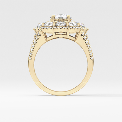 Round Halo & Split Shank Pave Lab Grown Diamond Engagement Ring